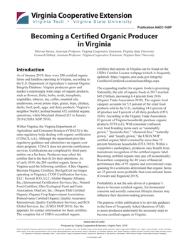 Becoming a Certified Organic Producer in Virginia