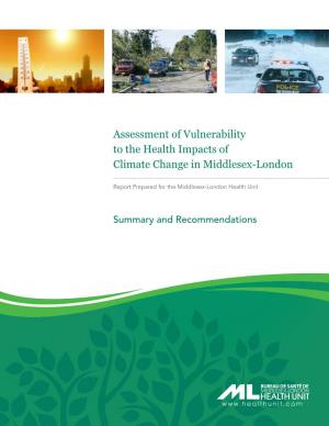 Assessment of Vulnerability to the Health Impacts of Climate Change in Middlesex-London