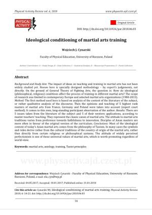 Ideological Conditioning of Martial Arts Training