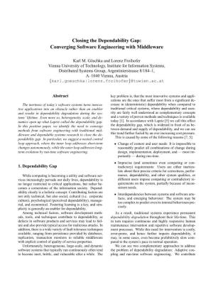 Closing the Dependability Gap: Converging Software Engineering with Middleware