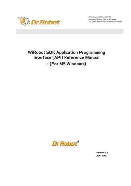 Wirobot SDK Application Programming Interface (API) Reference Manual - (For MS Windows)
