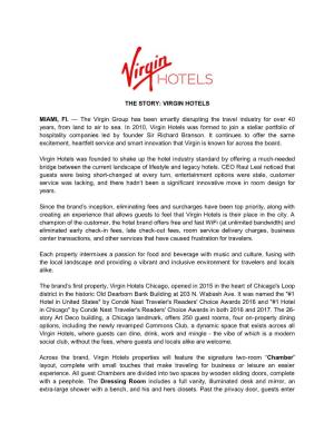THE STORY: VIRGIN HOTELS MIAMI, Fl. — the Virgin Group Has Been