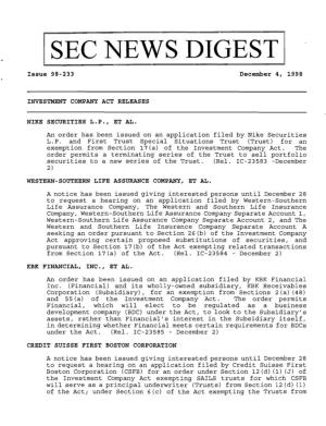 SEC News Digest, 12-4-1998