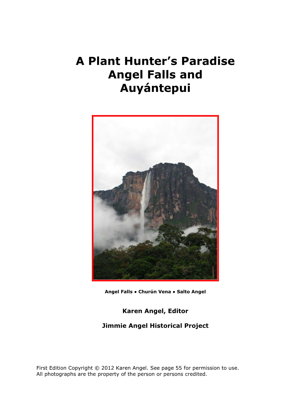 A Plant Hunter's Paradise Angel Falls and Auyántepui