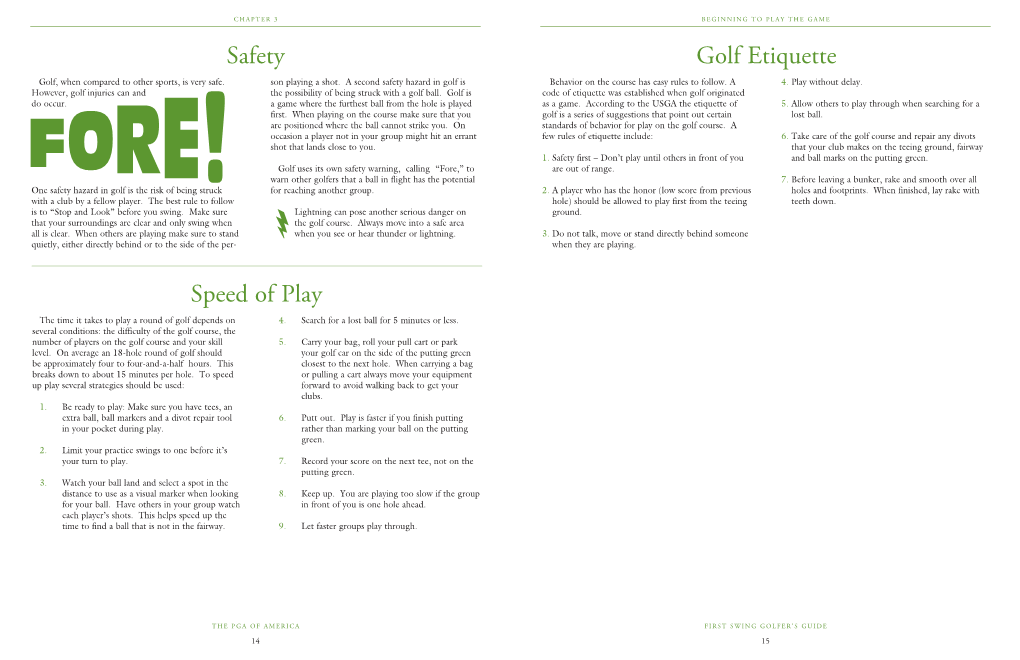 Safety Speed of Play Golf Etiquette