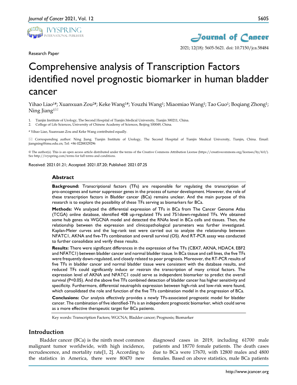 Comprehensive Analysis of Transcription Factors Identified