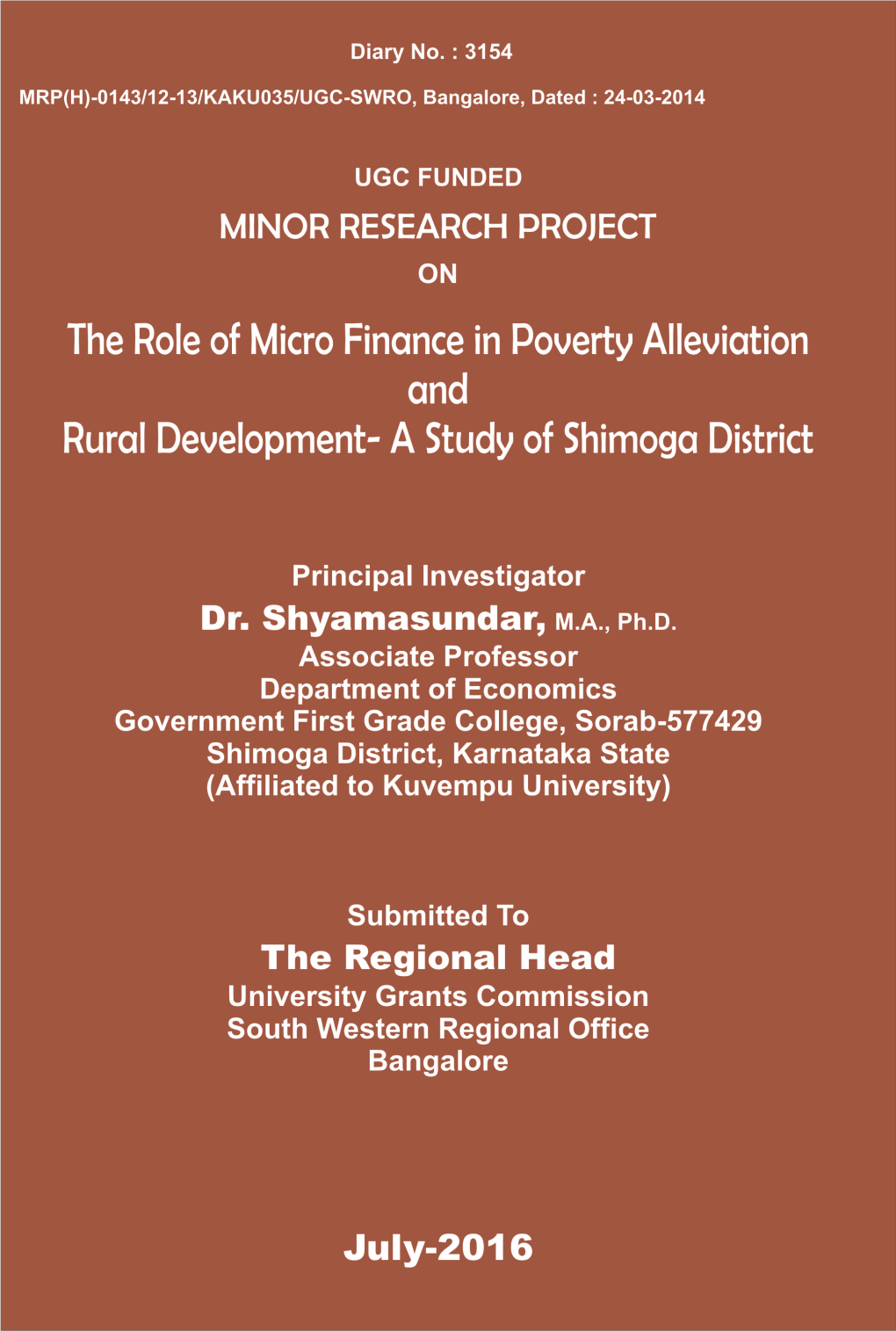 MRP Project by Dr.Shyamasundar