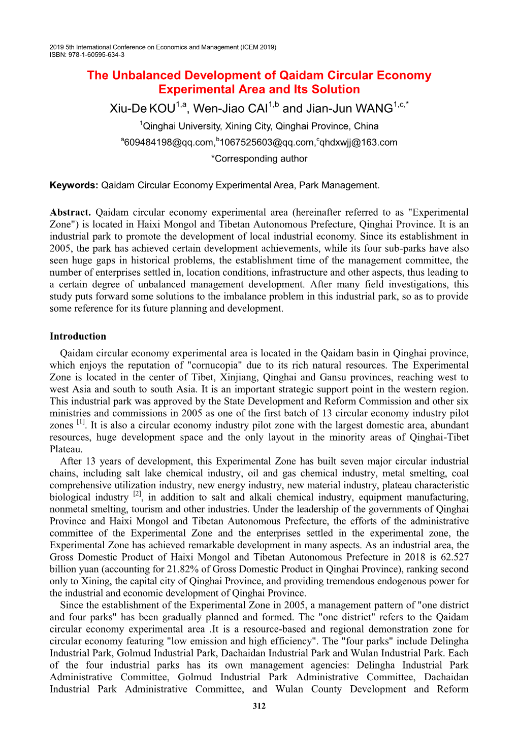 The Unbalanced Development of Qaidam Circular Economy