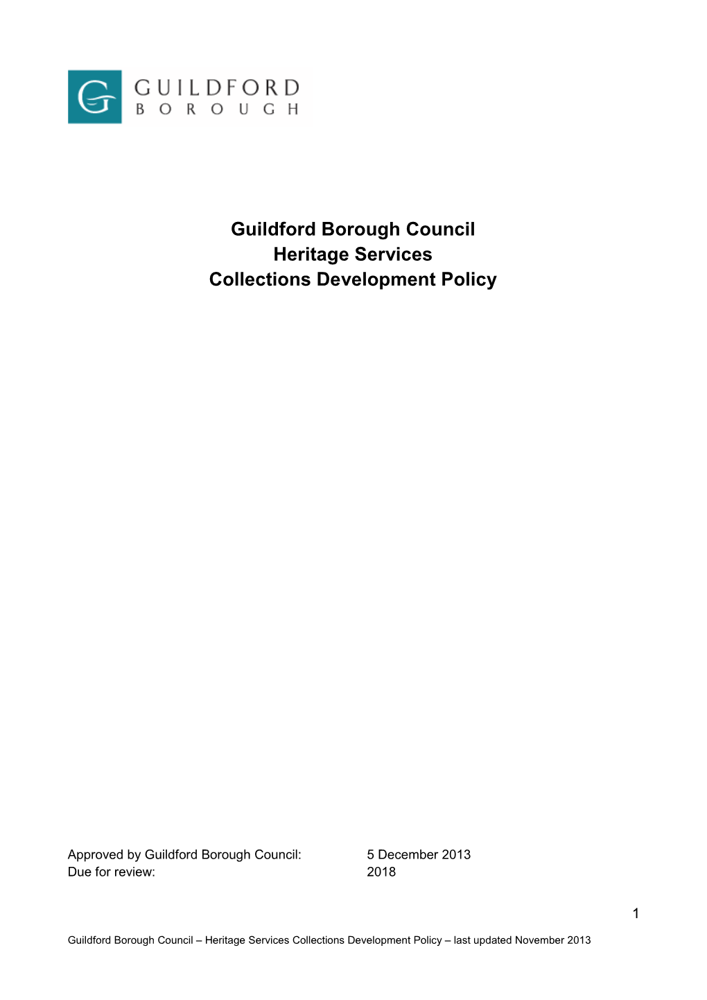 Heritage Collections Development Policy