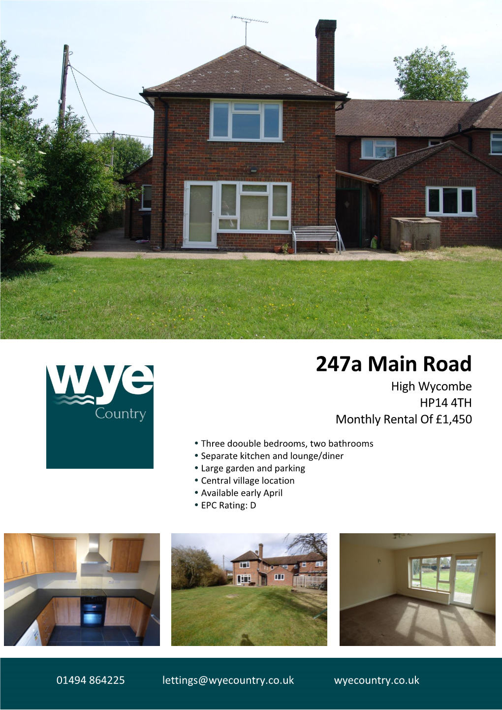 247A Main Road High Wycombe HP14 4TH Monthly Rental of £1,450