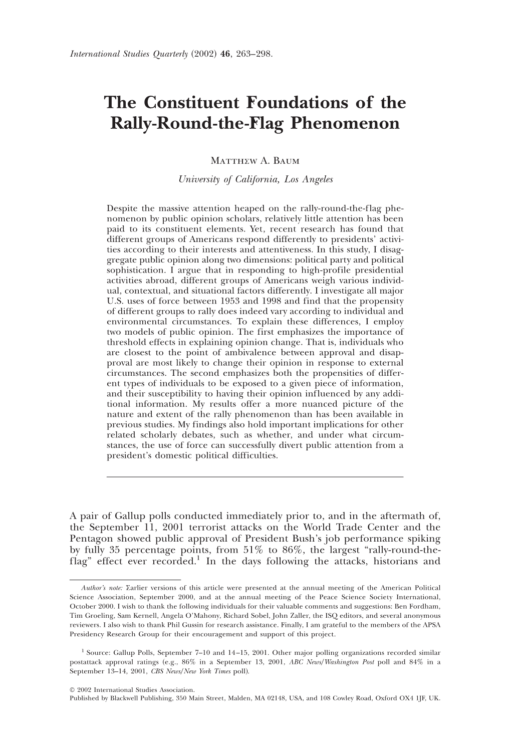 The Constituent Foundations of the Rally-Round-The-Flag Phenomenon