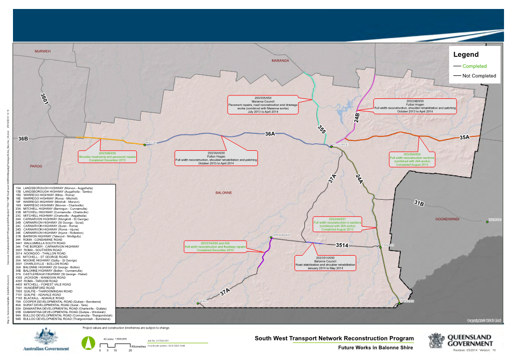 Future Works in Balonne Shire 0 5 10 20 Revision: 03/2014 Version: 10