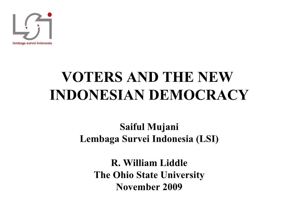 Voters and the New Indonesian Democracy