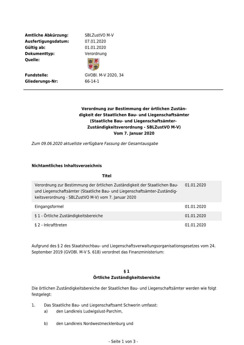 Sblzustvo MV Ausfertigungsdatum: 07.01.2020 Gültig Ab