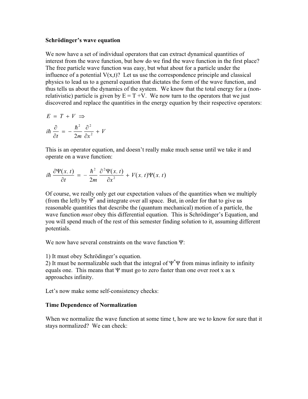 Schrödinger's Wave Equation