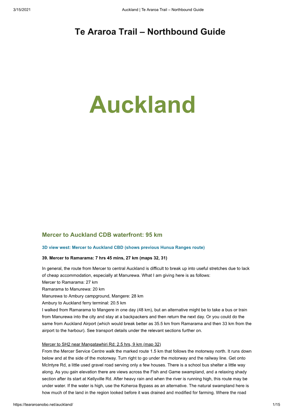 Auckland | Te Araroa Trail – Northbound Guide
