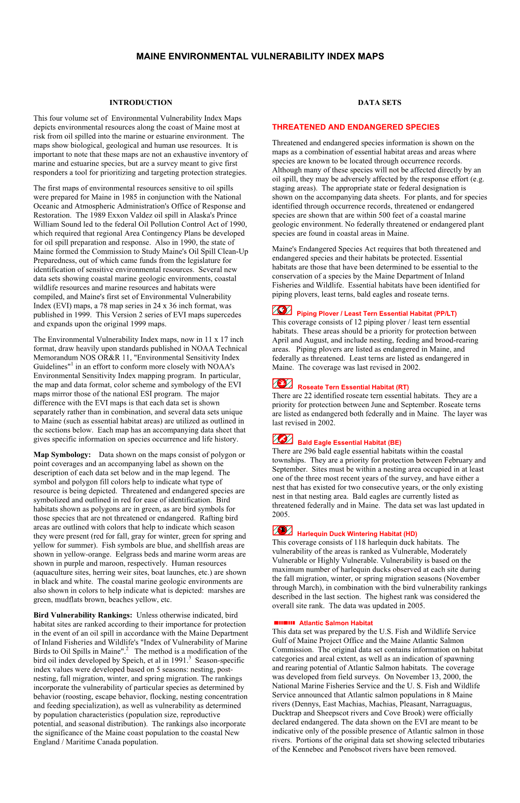 Maine Environmental Vulnerability Index Maps