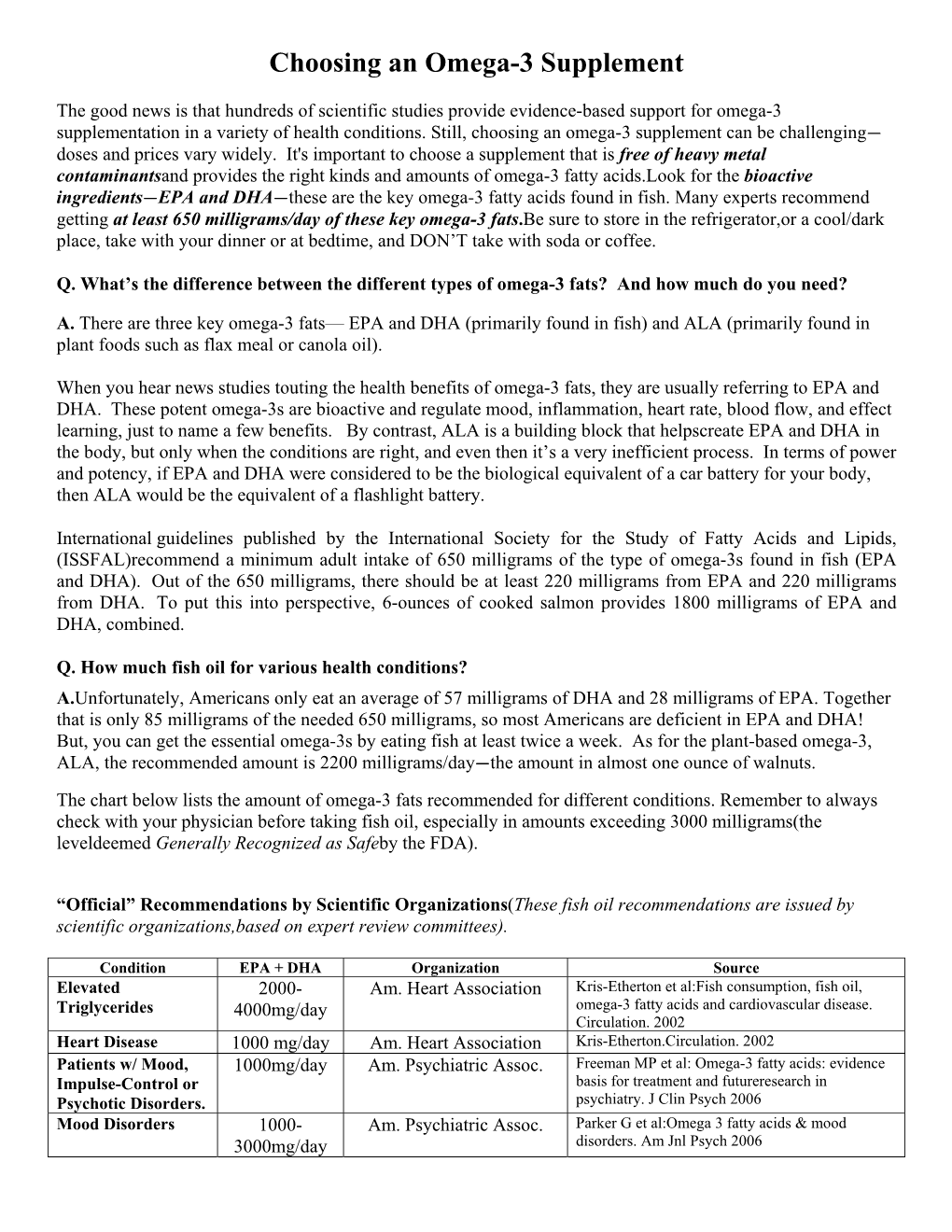 Choosing an Omega-3 Supplement