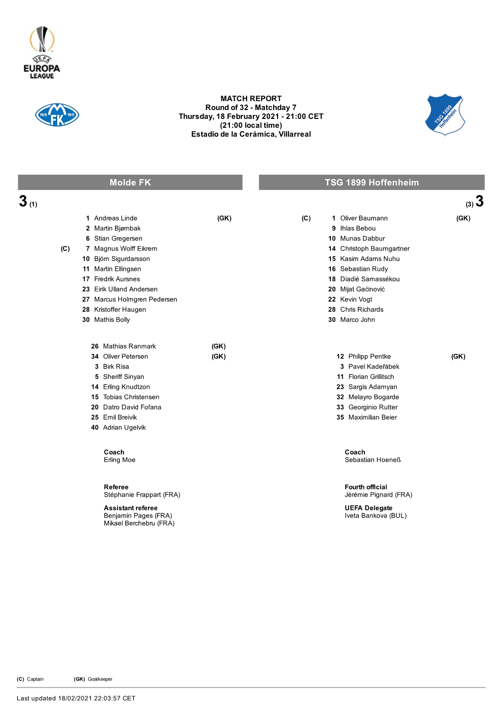 Molde FK TSG 1899 Hoffenheim