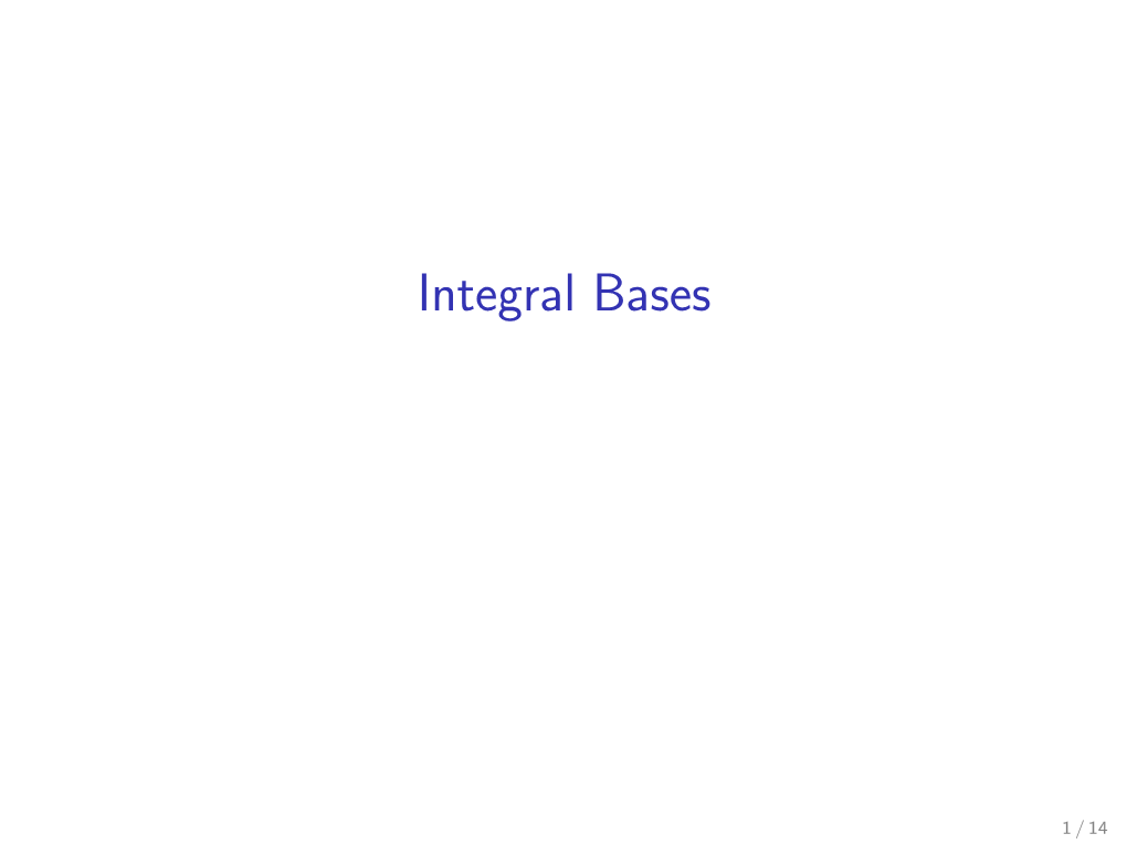 Integral Bases