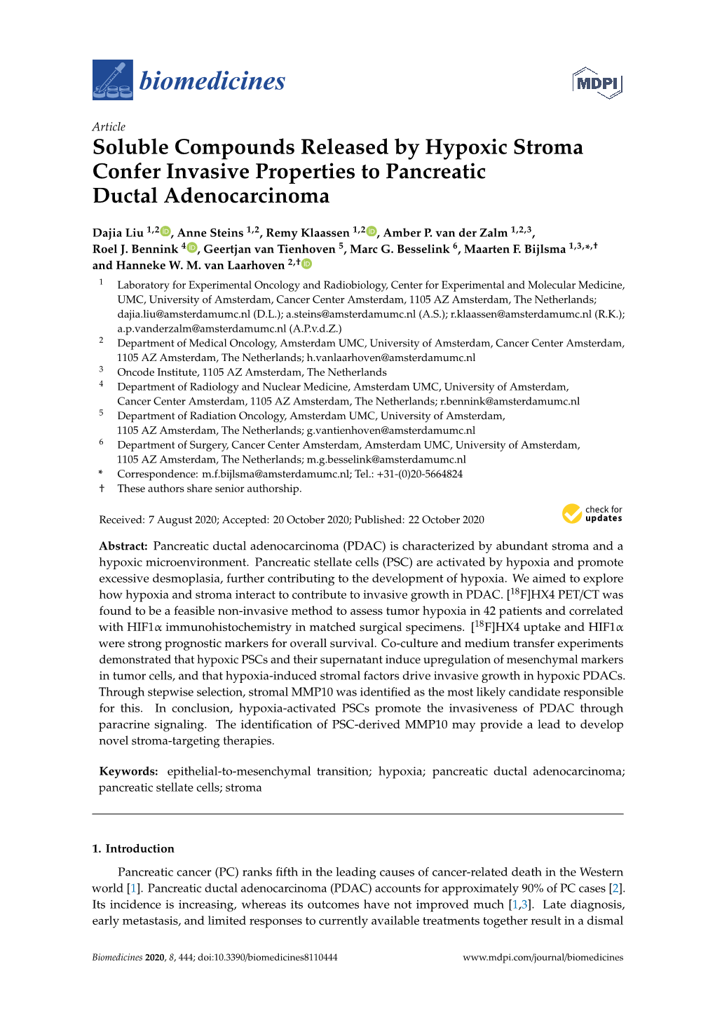 Soluble Compounds Released by Hypoxic Stroma Confer Invasive Properties to Pancreatic Ductal Adenocarcinoma