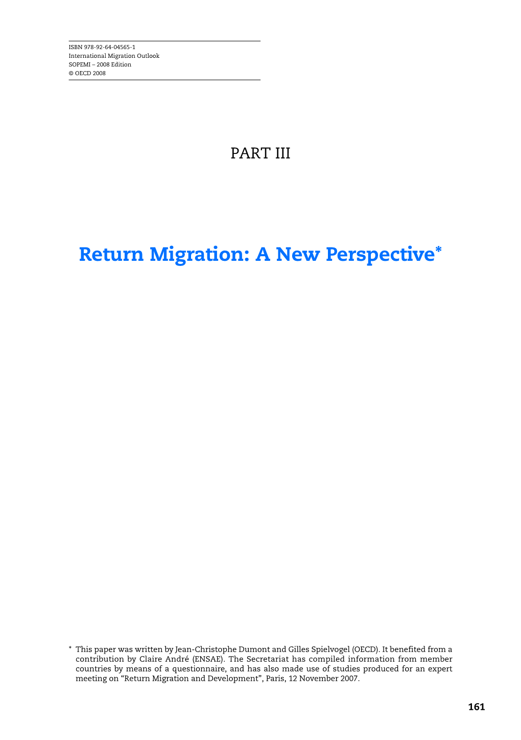 International Migration Outlook – Annual Report – 2008 Edition