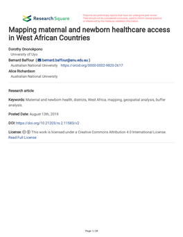 Mapping Maternal and Newborn Healthcare Access in West African Countries
