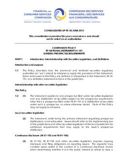 Companion Policy (Consolidated up to 30 June 2015)