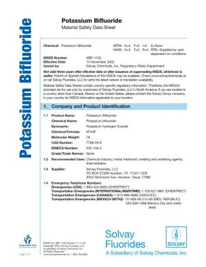 Potassium Bifluoride Material Safety Data Sheet