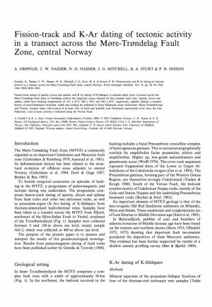 Fission-Track and K-Ar Dating of Tectonic Activity in a Transect Across the Møre-Trøndelag Fault Zone, Central Norway