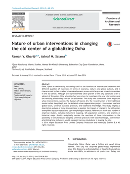 Nature of Urban Interventions in Changing the Old Center of a Globalizing Doha