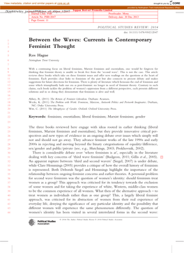 Between the Waves: Currents in Contemporary Feminist Thought