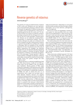 Reverse Genetics of Rotavirus Ulrich Desselbergera,1