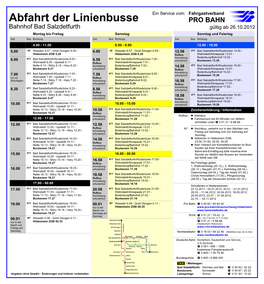 Abfahrt Der Linienbusse Ein Service Vom: Fahrgastverband