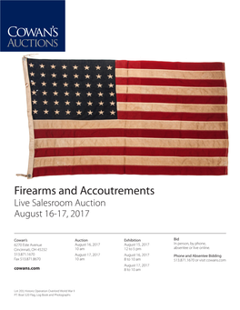Firearms and Accoutrements Live Salesroom Auction August 16-17, 2017