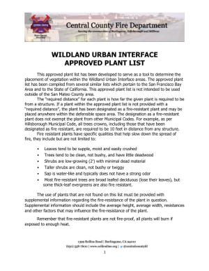 Wildland Urban Interface Approved Plant List