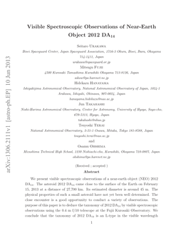 Visible Spectroscopic Observations of Near-Earth Object 2012 DA14