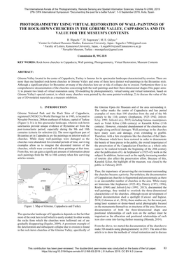 Photogrammetry Using Virtual Restoration of Wall-Paintings of the Rock-Hewn Churches in the Göreme Valley, Cappadocia and Its Value for the Museum’S Contents