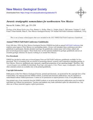 Jurassic Stratigraphic Nomenclature for Northwestern New Mexico Steven M