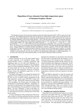 Deposition of Trace Elements from High Temperature Gases of Satsuma-Iwojima Volcano