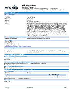 POLY-G® 76-120 Safety Data Sheet According to Federal Register / Vol