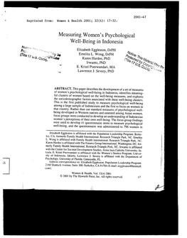 Measuring Women's Psychological Well-Being in Indonesia