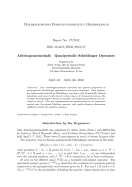 Quasiperiodic Schrödinger Operators