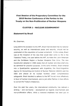 First Session of the Preparatory Committee for the 2010 Review Conference of the Parties to the Treaty on the Non-Proliferation of Nuclear Weapons