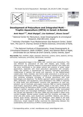 The Israeli Journal of Aquaculture - Bamidgeh, IJA 69.2017.1385, 19 Pages