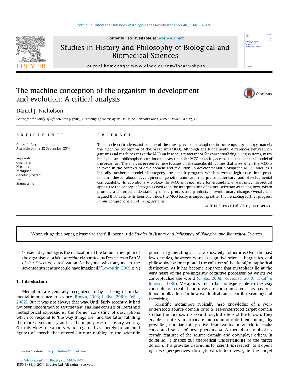 The Machine Conception of the Organism in Development And&Nbsp