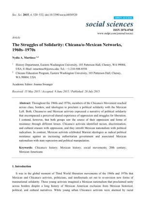 Chicana/O-Mexican Networks, 1960S–1970S