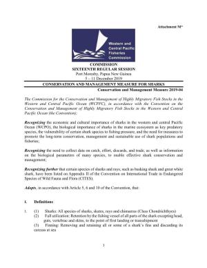 CONSERVATION and MANAGEMENT MEASURE for SHARKS Conservation and Management Measure 2019-04