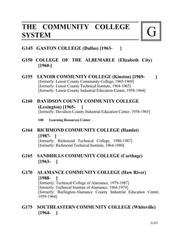 The Community College System G