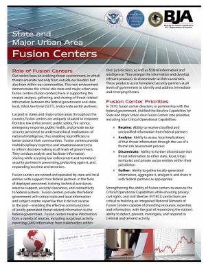 State and Major Urban Area Fusion Centers Fact Sheet
